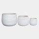 20659#S/3 6/9/12" Grey Lines Planters, White