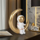 20669#7" Space Man On Crescent Moon, White/gold