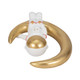 20669#7" Space Man On Crescent Moon, White/gold