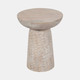20671#20" Hammered Base Wood Accent Table, White Wash
