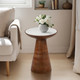 20673-02#20" Wood Accent Table Marble Top, Natural/white