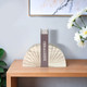 20699#S/2 5" Semi Circle Onyx Marble Bookends, Tan