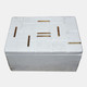 20701-01#6" White Marble Box With Brass Inlay, White/gold