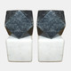 20703-02#S/2 5" Marble Bookends W/ Black Hex Orb, Black/whi