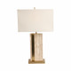 EV51293#26" Hallberg Travertine Table Lamp, Gold/ivory