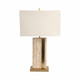 EV51293#26" Hallberg Travertine Table Lamp, Gold/ivory