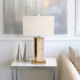 EV51293#26" Hallberg Travertine Table Lamp, Gold/ivory