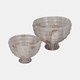 20737-02#12" Glass Pedestal Bowl Opal Finish, Ivory Multi