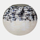 20742-02#18" Round Metal Vase Arctic Finish, White/blue