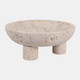 20760#10" Travertine Footed Bowl, Tan