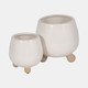 20834-01#S/2 6/8" Knobby Feet Planters, Cream