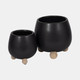 20834-02#S/2 6/8" Knobby Feet Planters, Black