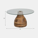 20836-02#34" Striped Wood Coffee Table With Glass Top, Natu