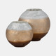 20873-01#10" Gold Ombre Round Vase, White/gold