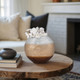 20873-01#10" Gold Ombre Round Vase, White/gold