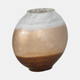 20873-02#13" Gold Ombre Round Vase, White/gold
