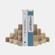 20839#S/2 6" Onyx Cube Pyramid Bookends, Tan
