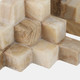 20839#S/2 6" Onyx Cube Pyramid Bookends, Tan