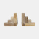 20839#S/2 6" Onyx Cube Pyramid Bookends, Tan