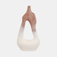 20849-02#36" Curvy Open Cut-out Terracotta Vase, White Mult