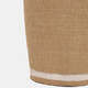 20855-02#16" Burlap On Terracotta Vase, Ivory/natural