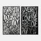 70393#S/2 71x59 Hand Painted Love Scribble, Black/white