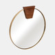 20936-01#32x32 Round Wood Piece Mirror, Gold