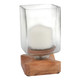 EV21201-01#9" Jarvie Small Wood & Glass Candle Hurricane,brwn