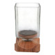 EV21201-01#9" Jarvie Small Wood & Glass Candle Hurricane,brwn