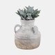 19008-07#Terracotta, 12" Triple Handle Jug, Reactive Glaze