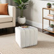 21348-01#16x16" Ridged Square Boucle Ottoman, White