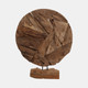 21362#24" Teak Wood Disc On Stand, Natural