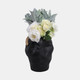 21376-02#13" Terracotta Jug Vase W/rattan Handles, Blk