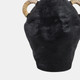 21376-02#13" Terracotta Jug Vase W/rattan Handles, Blk