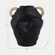 21376-02#13" Terracotta Jug Vase W/rattan Handles, Blk
