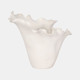 21423-01#11x12" Handmade Flutter Vase, White