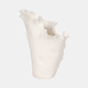 21423-02#15x11" Handmade Flutter Vase, White