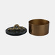 21438#5x5" Round Marble & Metal Box With Snake, Green/go