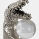 21461#10x7" Crocodile Holding Acrylic Ball, Silver