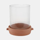 21485-01#13x12" Terracotta Hurricane Pillar Holder, Natural