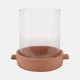 21486-01#10x10" Terracotta Hurricane Pillar Holder, Natural