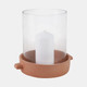 21486-01#10x10" Terracotta Hurricane Pillar Holder, Natural