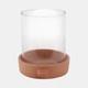 21486-01#10x10" Terracotta Hurricane Pillar Holder, Natural