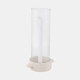 21487-02#13x7" Terracotta Hurricane Taper Holder, White