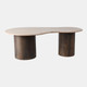 21493#48x16 Curvy Travertine Top Coffee Table, Bwn 2bxs