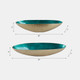 21506-01#S/2 20/23" Oval Metal Bowl W/ Enamel, Blue/gold