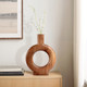 17560-04#18x14" Donut Shaped Wood Vase, Natural