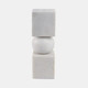 21540-01#9x3" Chunky Marble Taper Holder, White