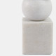 21540-01#9x3" Chunky Marble Taper Holder, White