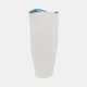 21581-01#16x7" Textured Organic Vase Reactive Inside, White